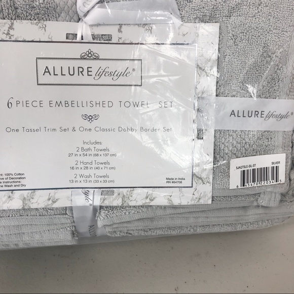 Allure Lifestyle 6 piece Embellished Towel Set - Picture 2 of 8